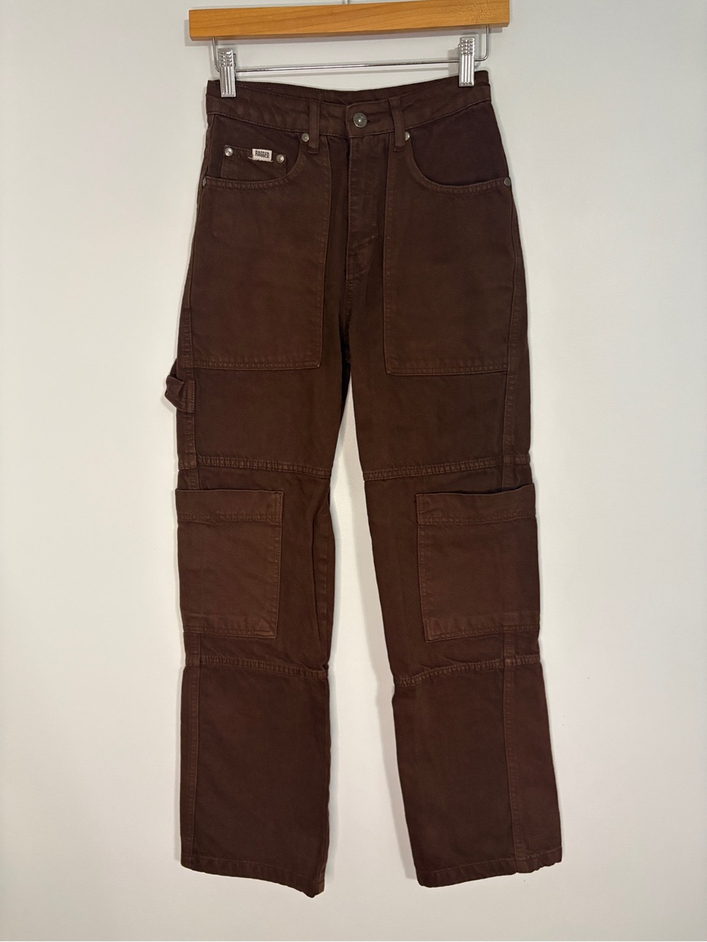The Ragged Priest Chocolate Brown Utility Cargo Jeans Carpenter Size 24